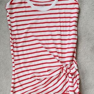 Orange White Side-Tie Cotton Top - medium